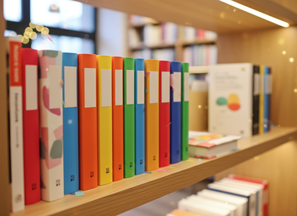 Newly published books displayed on a bookshop shelf